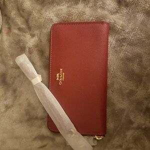 Coach Long Zip Around Wallet Crossgrain Leather New